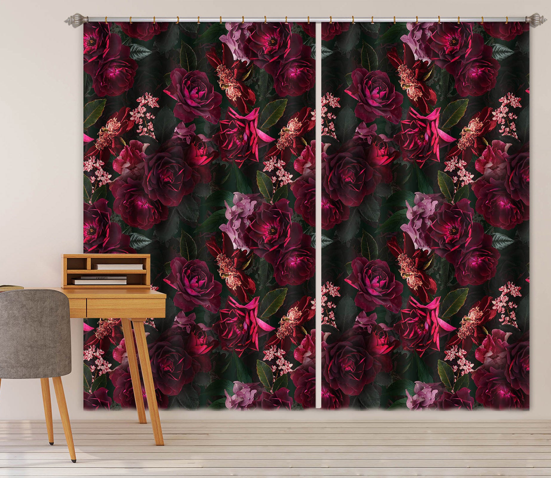 3D Painted Flowers 151 Uta Naumann Curtain Curtains Drapes