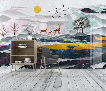 3D Sun Stone Tree WC2003 Wall Murals