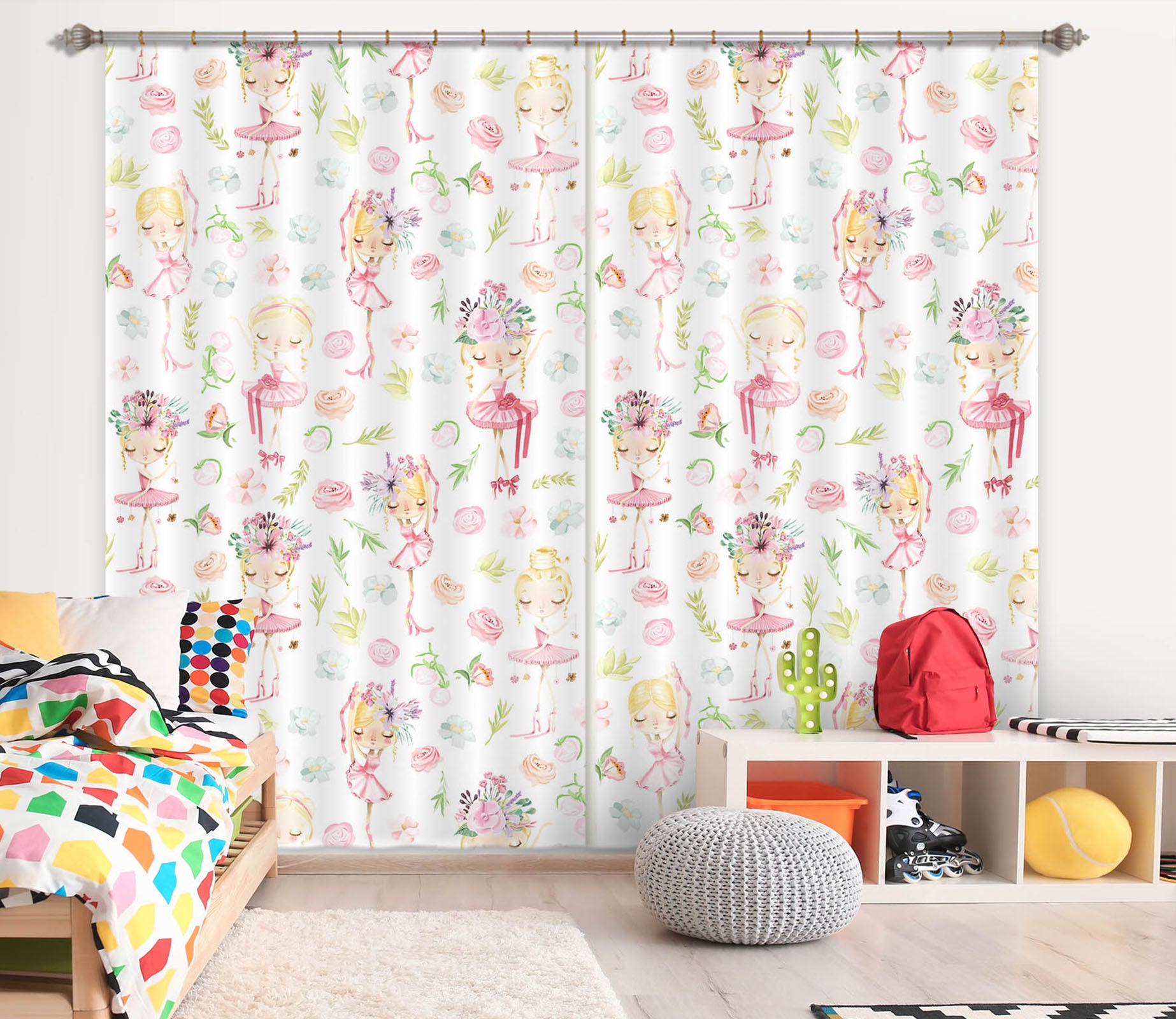 3D Girl Pink Rose 131 Uta Naumann Curtain Curtains Drapes