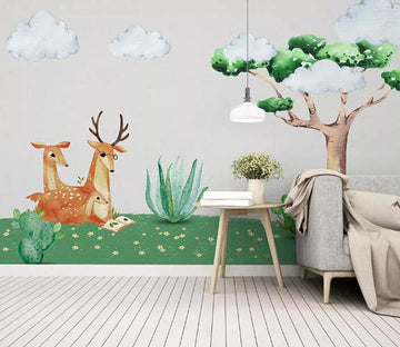 3D Grass Fawn 959 Wall Murals Wallpaper AJ Wallpaper 2 