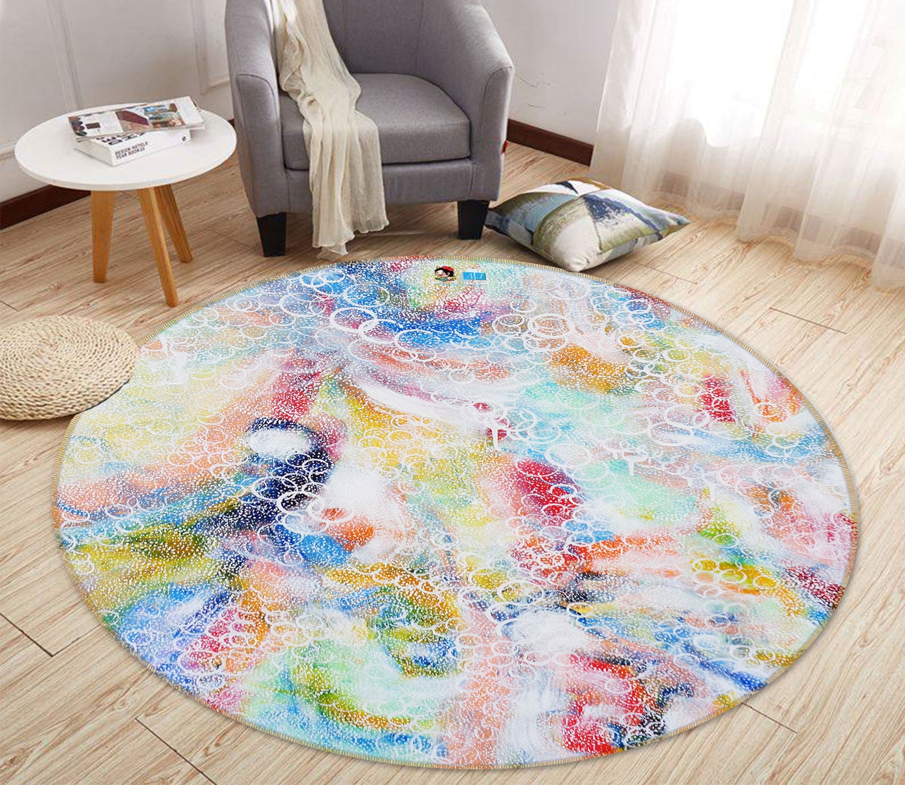 3D Colorful Bubbles 1332 Misako Chida Rug Round Non Slip Rug Mat