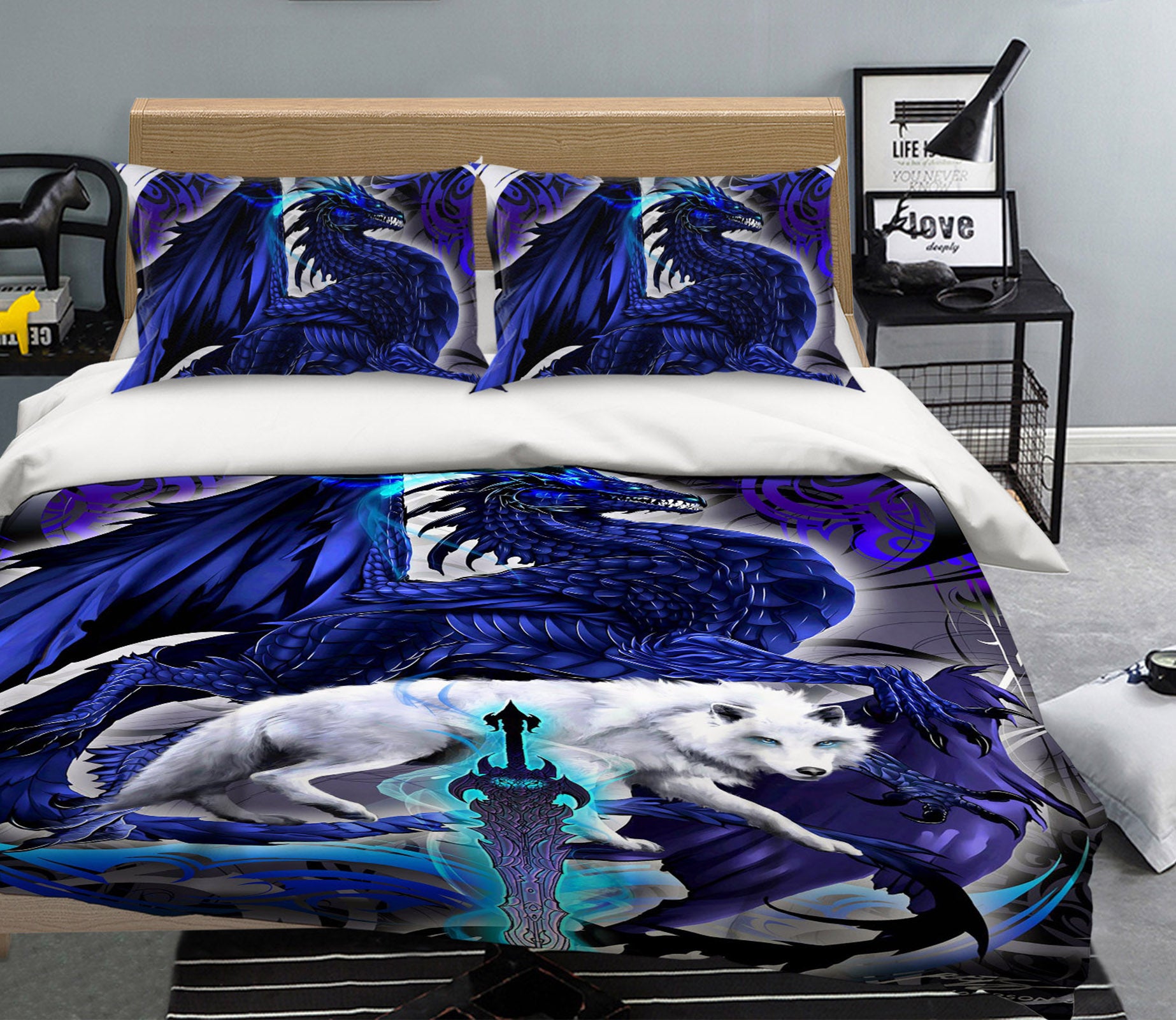 3D Dragon Wolf 8313 Ruth Thompson Bedding Bed Pillowcases Quilt Cover Duvet Cover