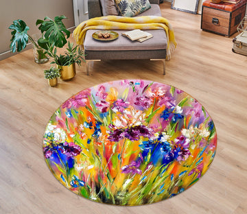 3D Watercolor Bouquet 870 Skromova Marina Rug Round Non Slip Rug Mat