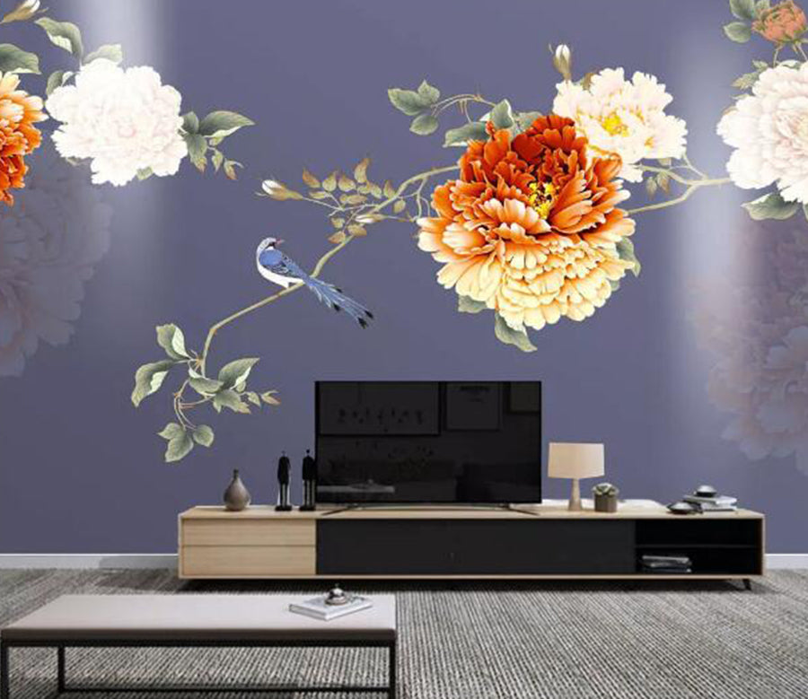 3D Bird Peony WC1602 Wall Murals