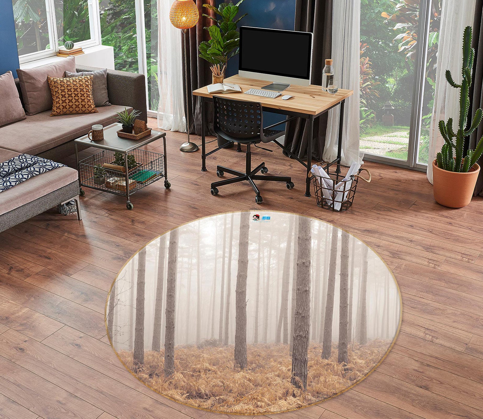 3D Forest Meadow 7590 Assaf Frank Rug Round Non Slip Rug Mat