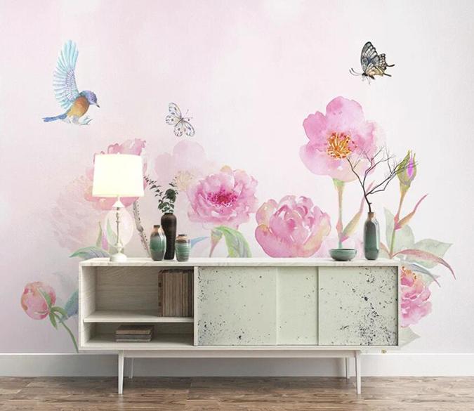 3D Flower Butterfly 155 Wall Murals Wallpaper AJ Wallpaper 2 