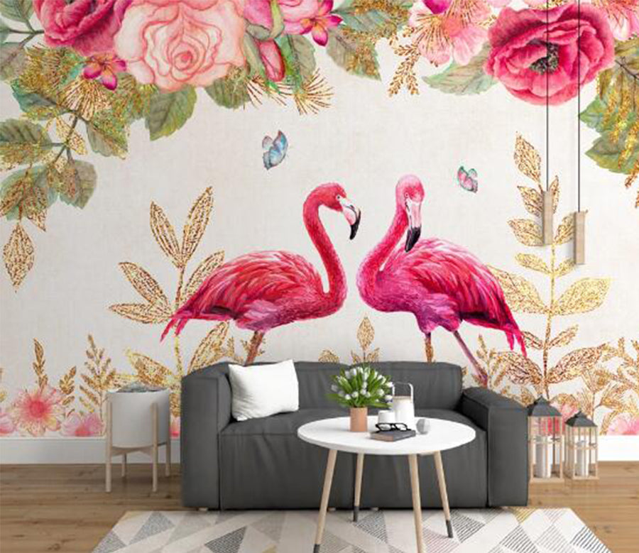 3D Flamingo Flower WC902 Wall Murals