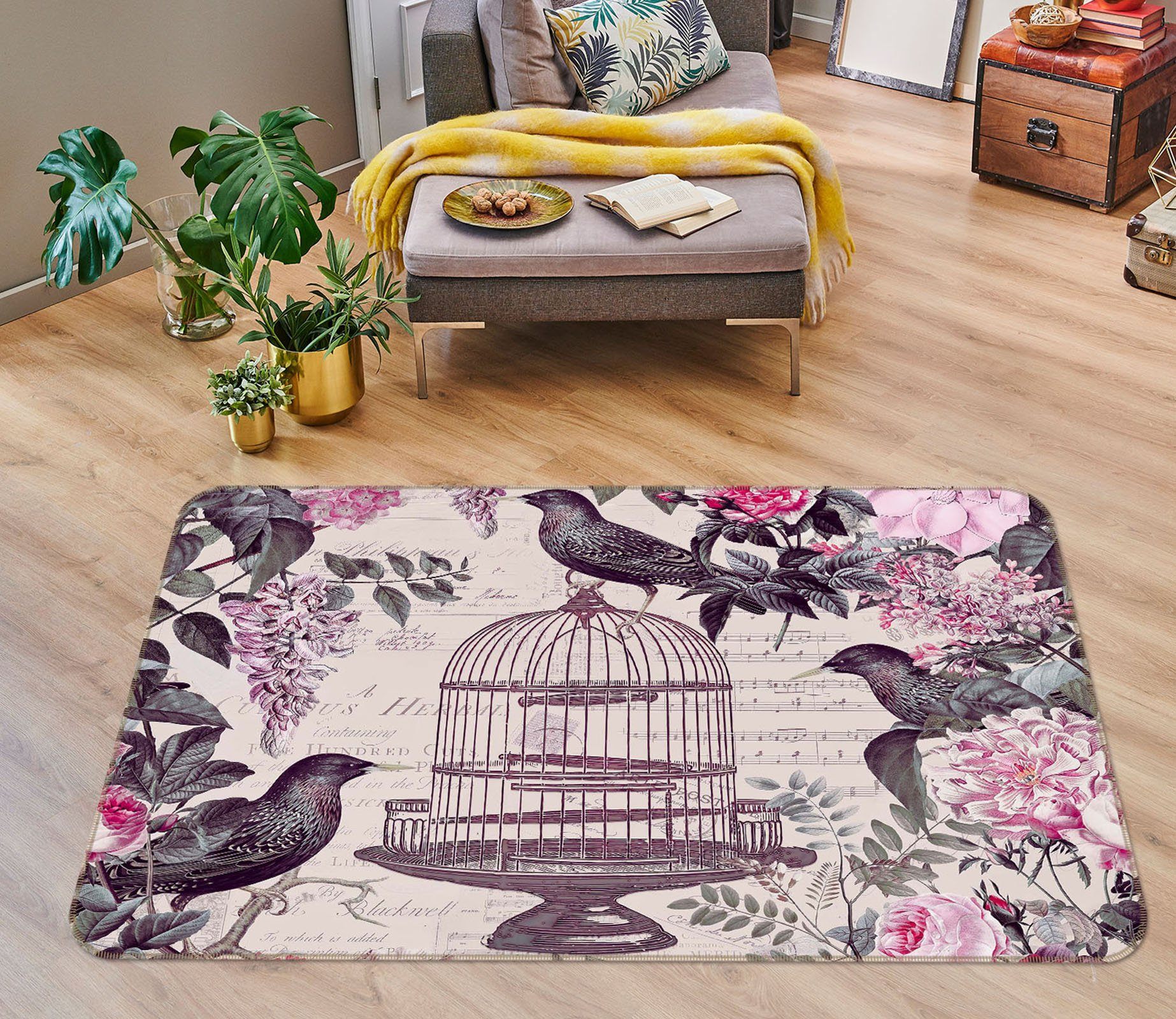 3D Bird Cage 1005 Andrea haase Rug Non Slip Rug Mat Mat AJ Creativity Home 