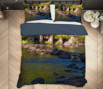 3D River Stones Leaves 1018 Jerry LoFaro bedding Bed Pillowcases Quilt