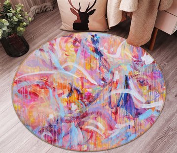 3D Colorful Graffiti 1413 Misako Chida Rug Round Non Slip Rug Mat