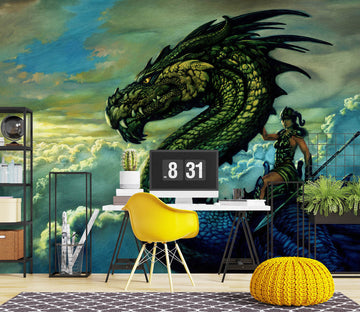 3D Cloud Dragon Knight 7070 Ciruelo Wall Mural Wall Murals