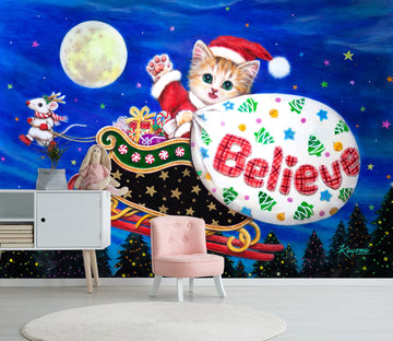 3D Christmas Cat 5409 Kayomi Harai Wall Mural Wall Murals