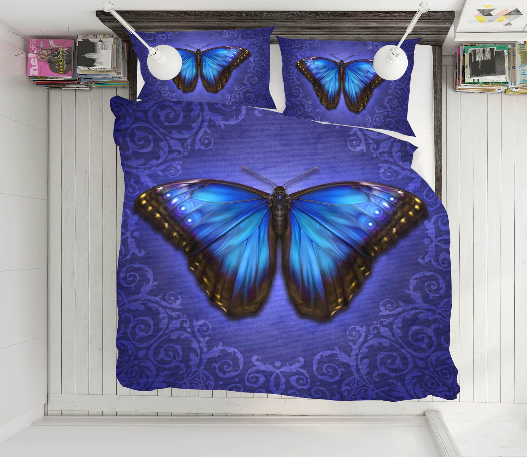 3D Blue Purple Butterfly 8837 Brigid Ashwood Bedding Bed Pillowcases Quilt Cover Duvet Cover