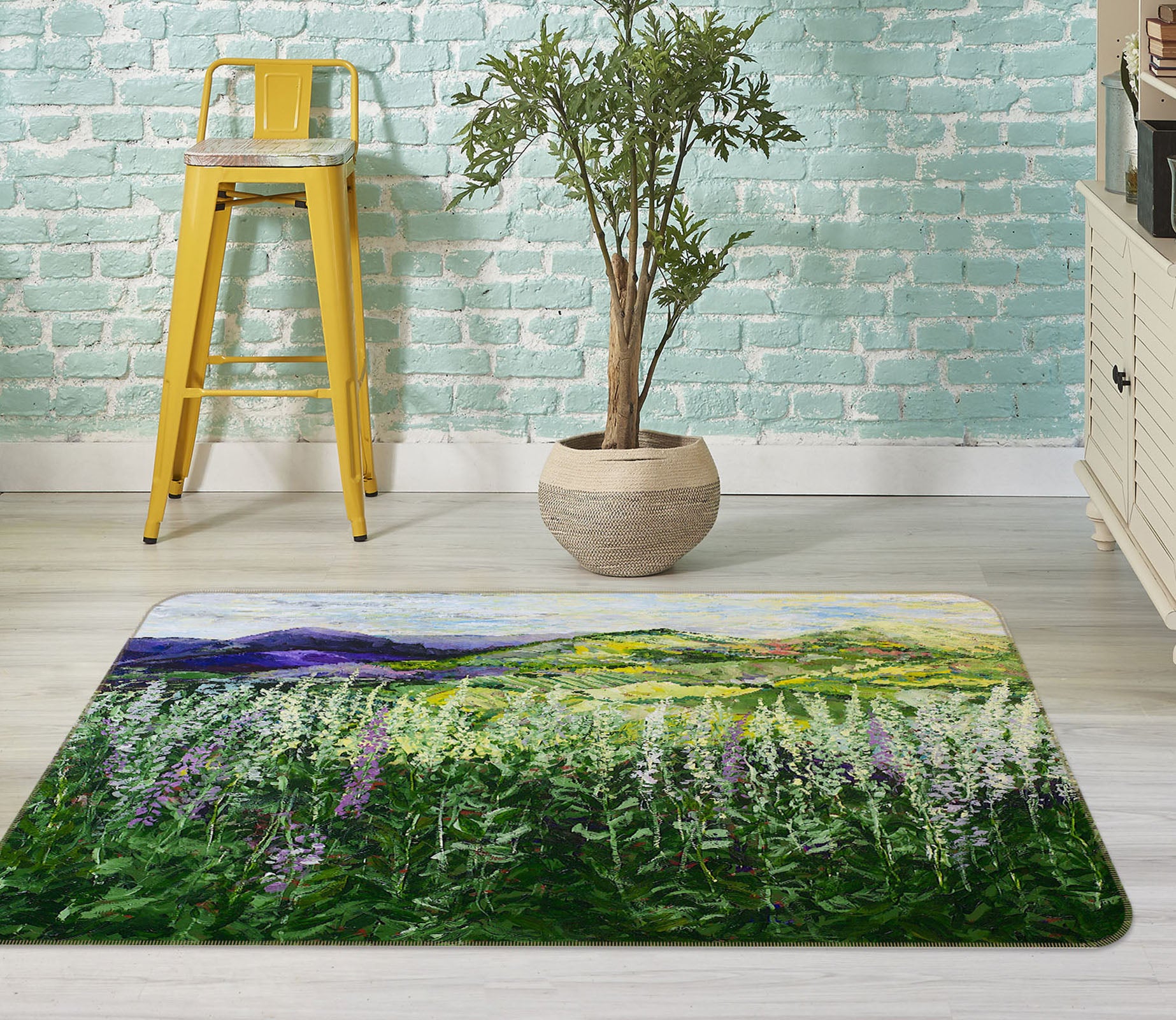 3D Prairie Flowers 1019 Allan P. Friedlander Rug Non Slip Rug Mat