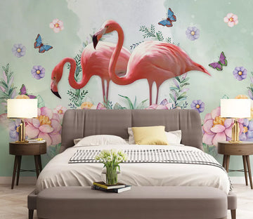 3D Flamingo Flower WC1582 Wall Murals