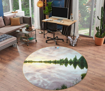 3D Lake Sky 18149 Marina Zotova Rug Round Non Slip Rug Mat