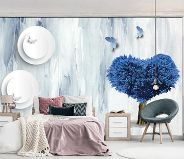 3D Blue Heart Tree WC1104 Wall Murals