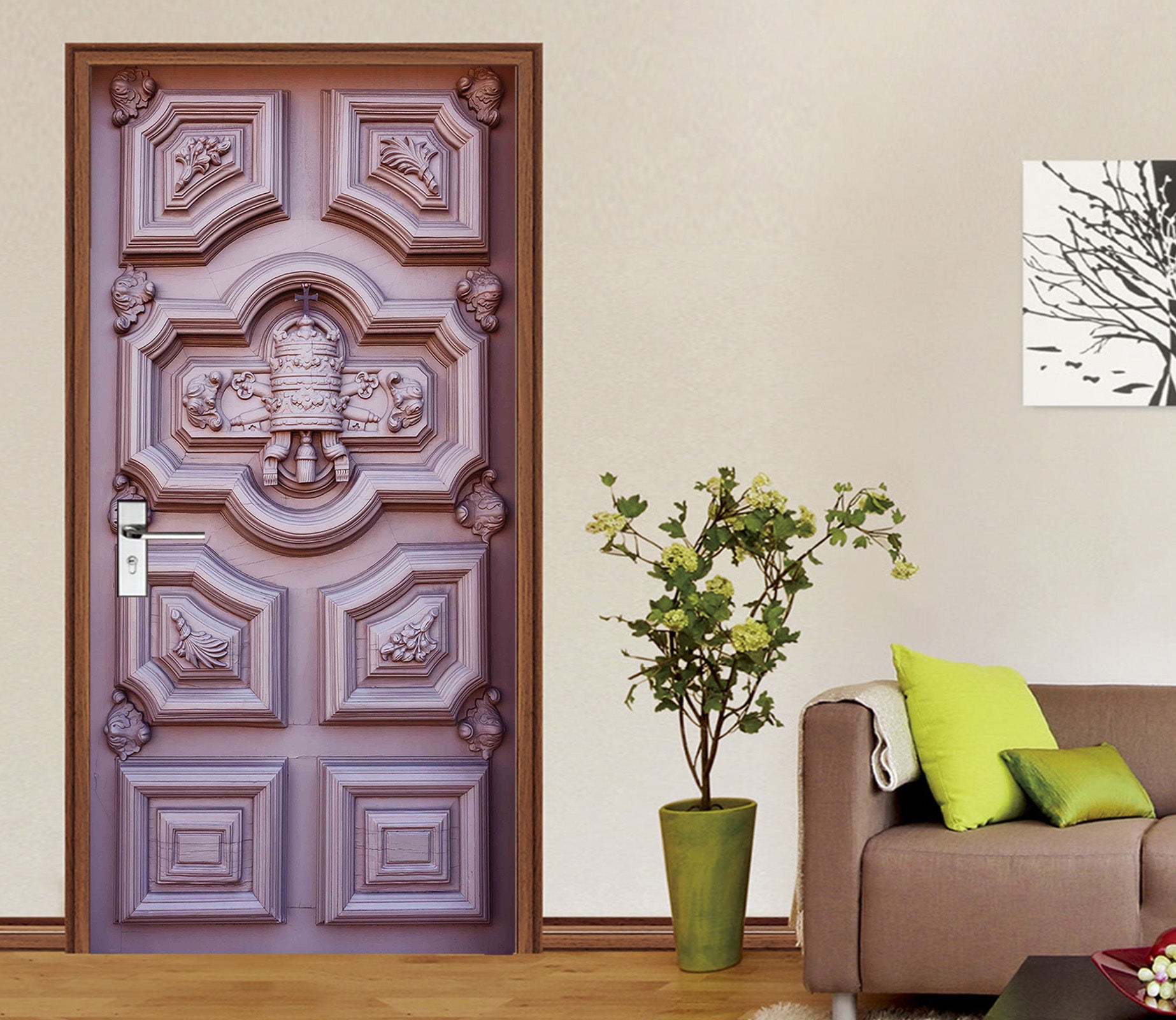 3D Wood Brown 23005 Door Mural