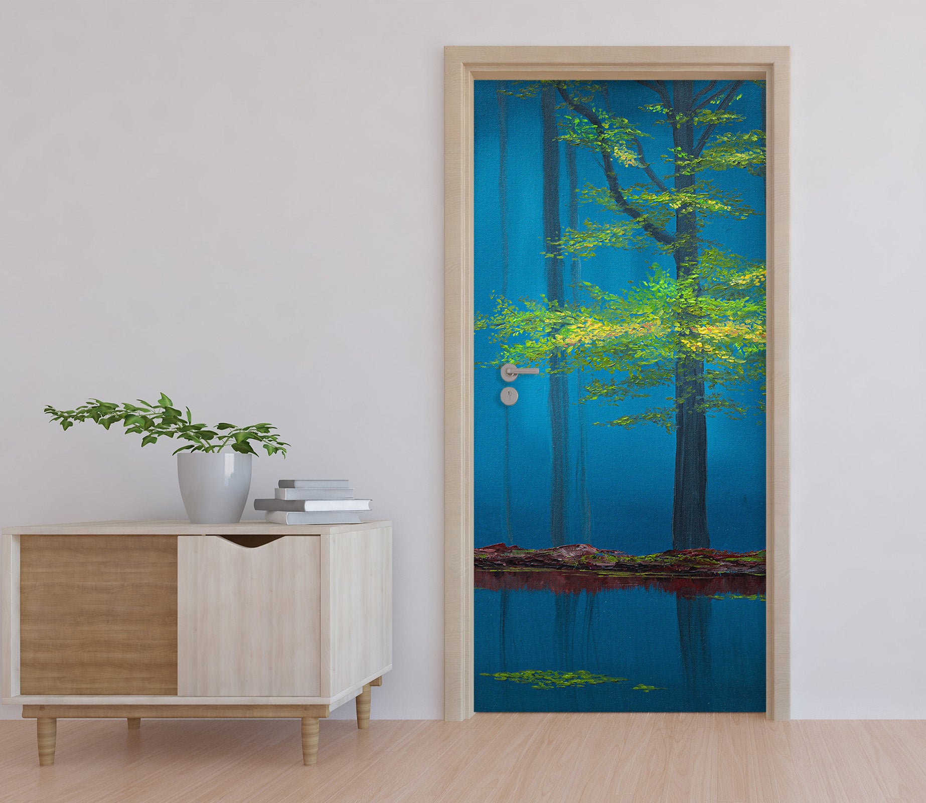 3D Night Tree Pattern 9436 Marina Zotova Door Mural