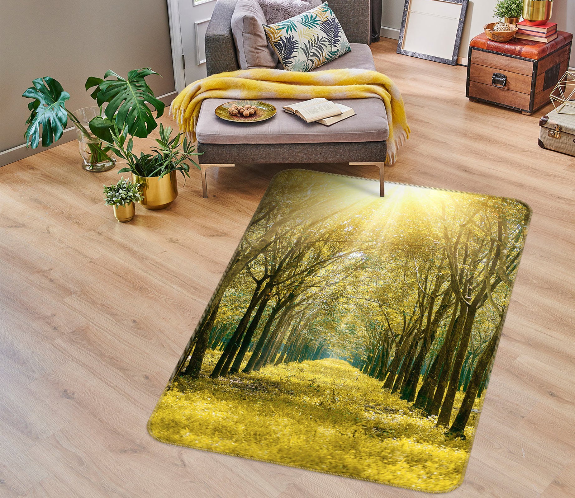 3D Branches Environment Fog 77244 Non Slip Rug Mat