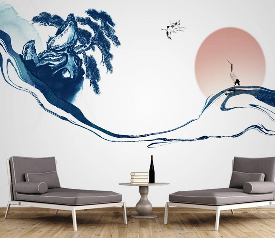 3D Crane Tree WC666 Wall Murals