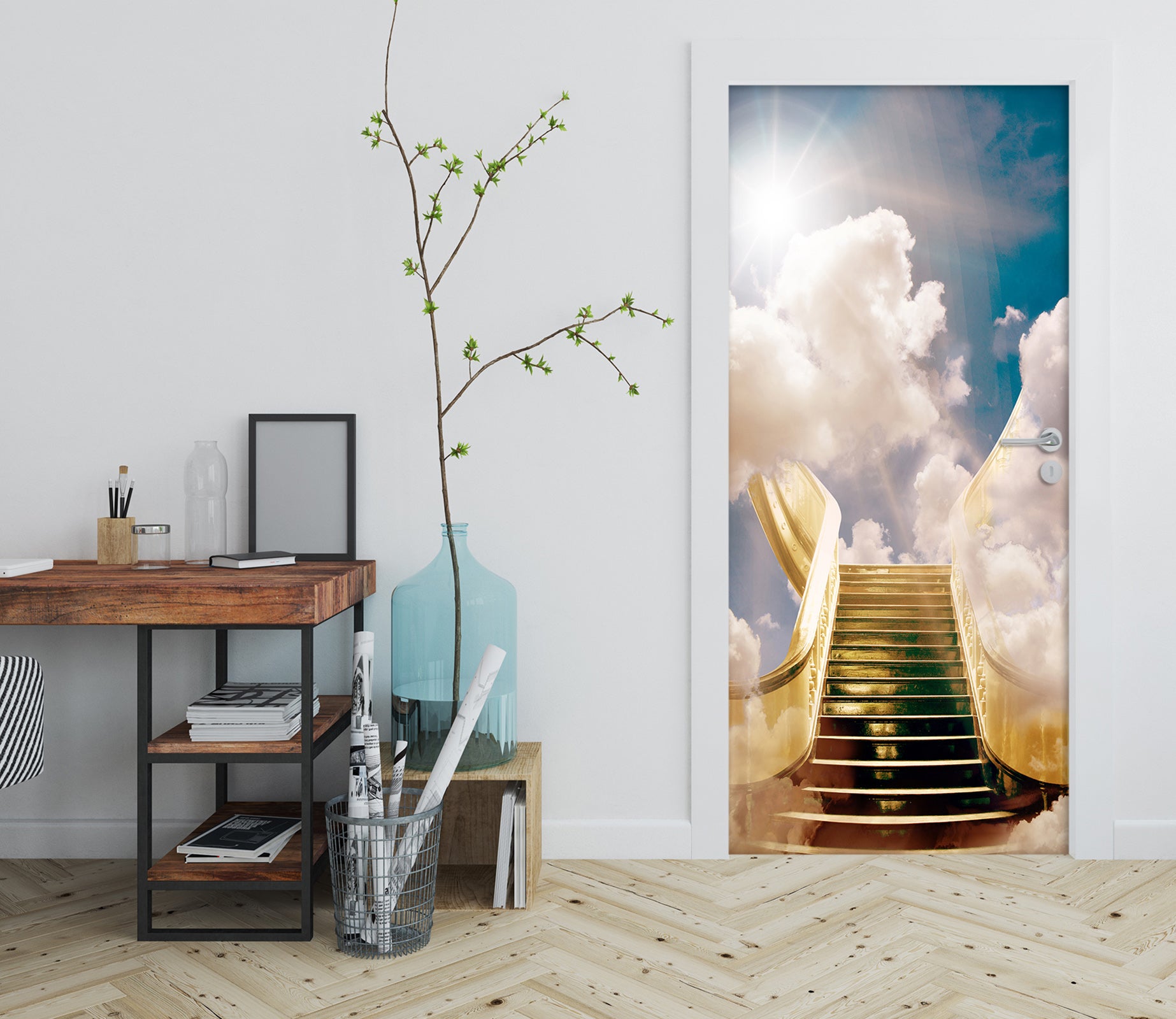 3D Sky Stairs 22058 Door Mural