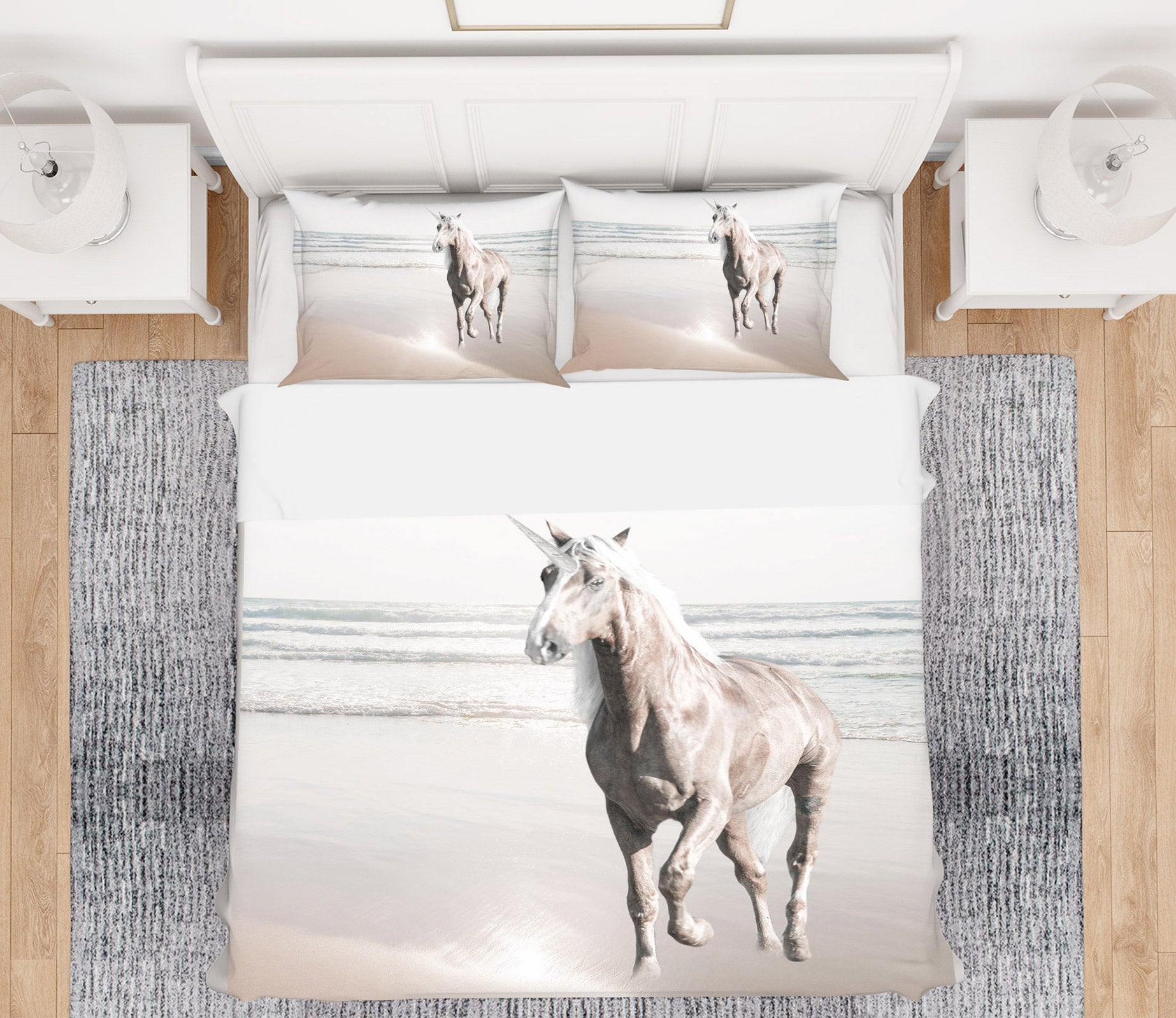 3D White Horse 1001 Assaf Frank Bedding Bed Pillowcases Quilt