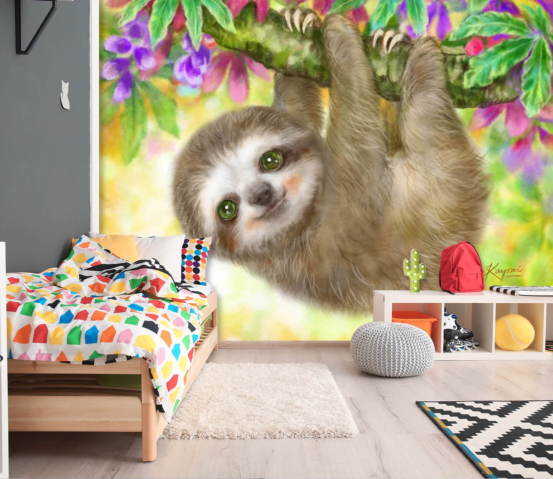 3D Cute Sloth 5549 Kayomi Harai Wall Mural Wall Murals