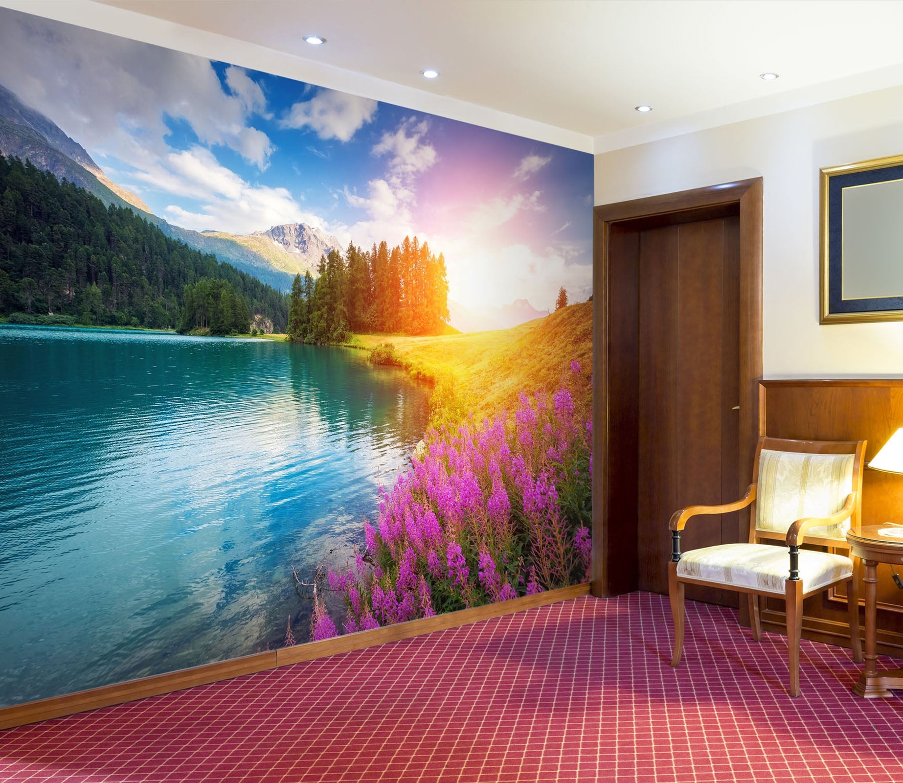 3D Sunset Lake 03 Wall Murals Wallpaper AJ Wallpaper 2 