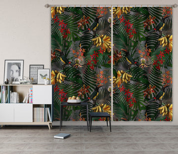 3D Golden Flowers 159 Uta Naumann Curtain Curtains Drapes