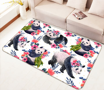 3D Flower Panda Pattern 68238 Animal Non Slip Rug Mat