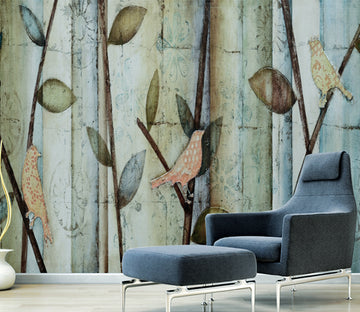 3D Bird Leaf WG280 Wall Murals