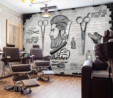 3D Scraper Scissors Men's Hairstyle 115205 Barber Shop Wall Murals