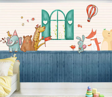 3D Giraffe Rabbit Fox WC494 Wall Murals