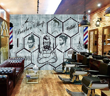 3D Short Hair Style 1477 Barber Shop Wall Murals