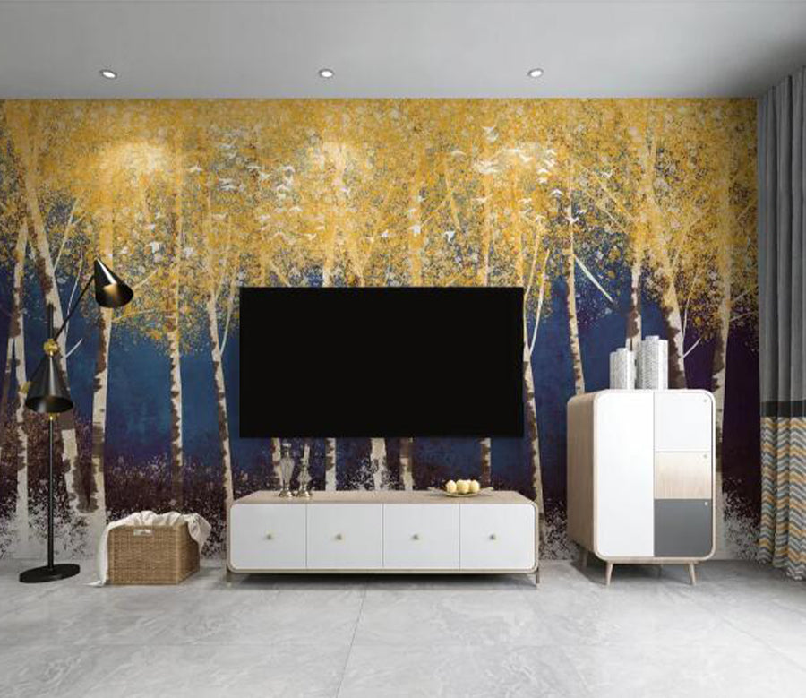 3D Yellow Forest WC2748 Wall Murals