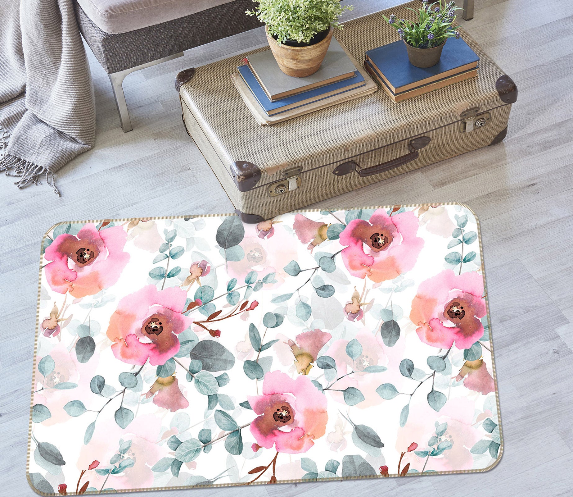 3D Leaves Flower 109 Uta Naumann Rug Non Slip Rug Mat