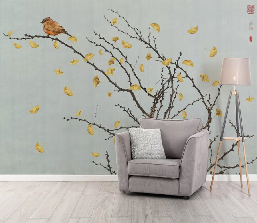 3D Leaf Bird WC2262 Wall Murals