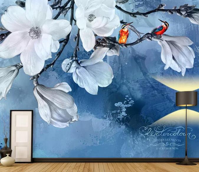 3D White Flowers 002 Wall Murals Wallpaper AJ Wallpaper 2 