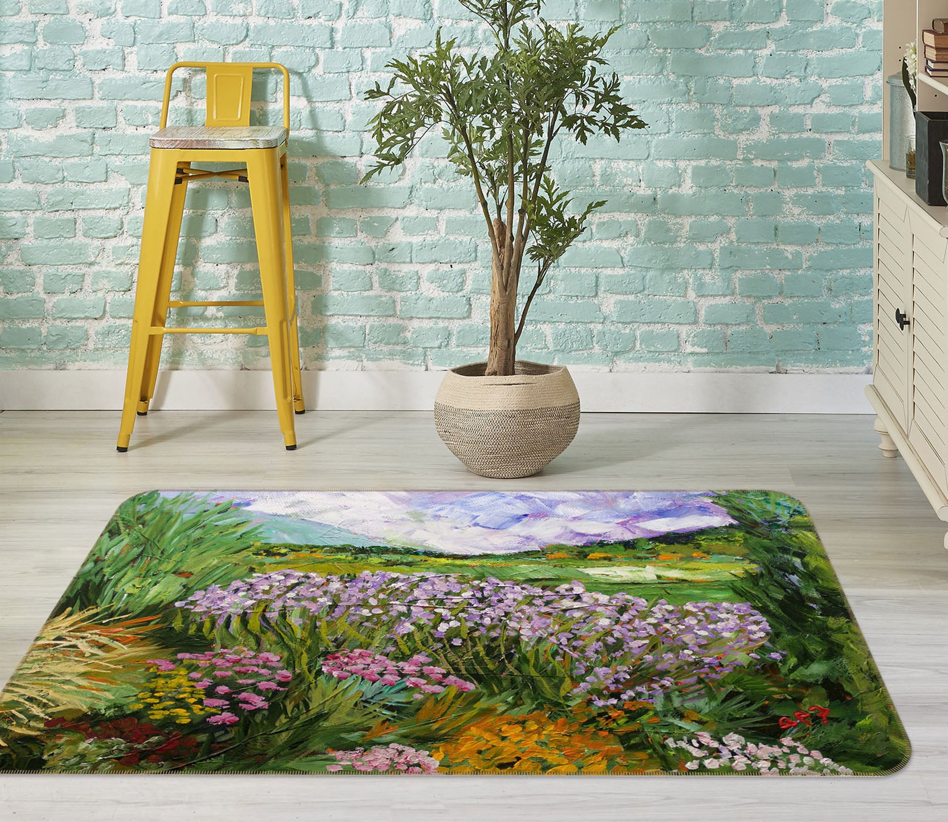 3D Flower Dream 1105 Allan P. Friedlander Rug Non Slip Rug Mat