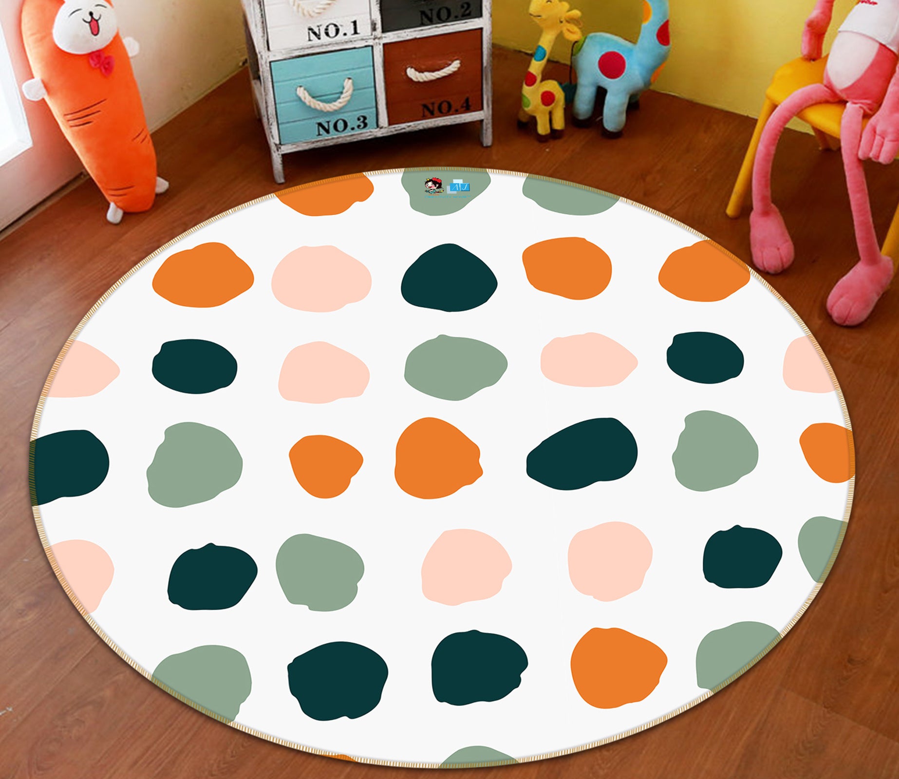 3D Colored Dots 10586 Kashmira Jayaprakash Rug Round Non Slip Rug Mat