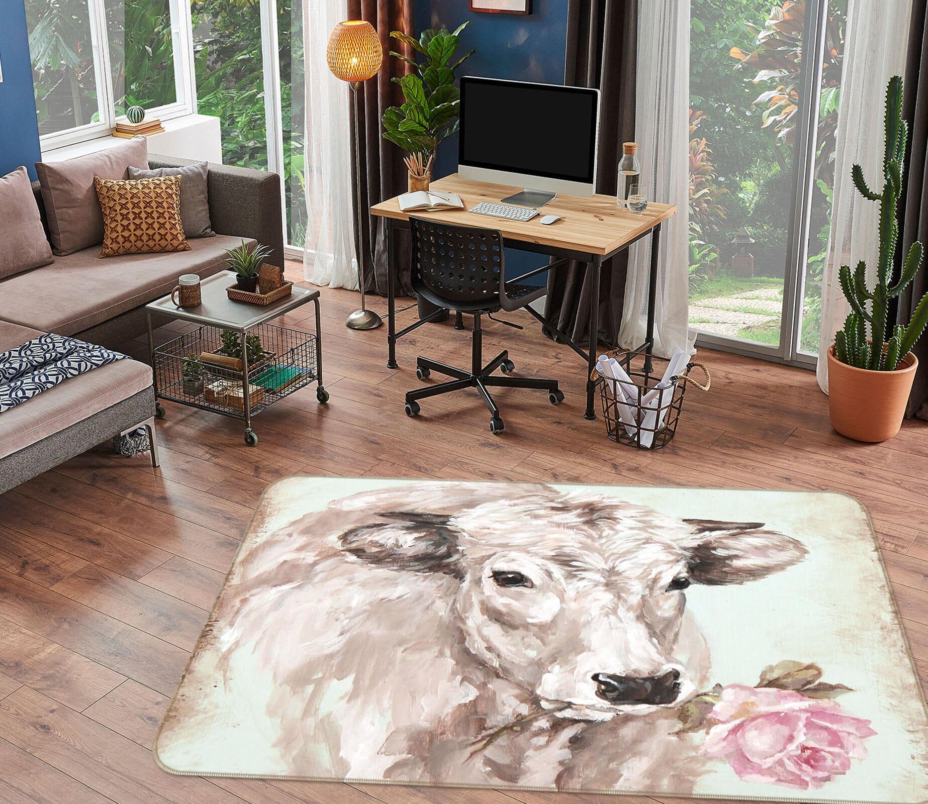 3D Cute Cow 1001 Debi Coules Rug Non Slip Rug Mat Mat AJ Creativity Home 