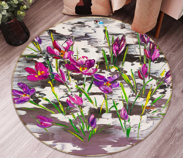 3D Cute Wildflowers 824 Skromova Marina Rug Round Non Slip Rug Mat