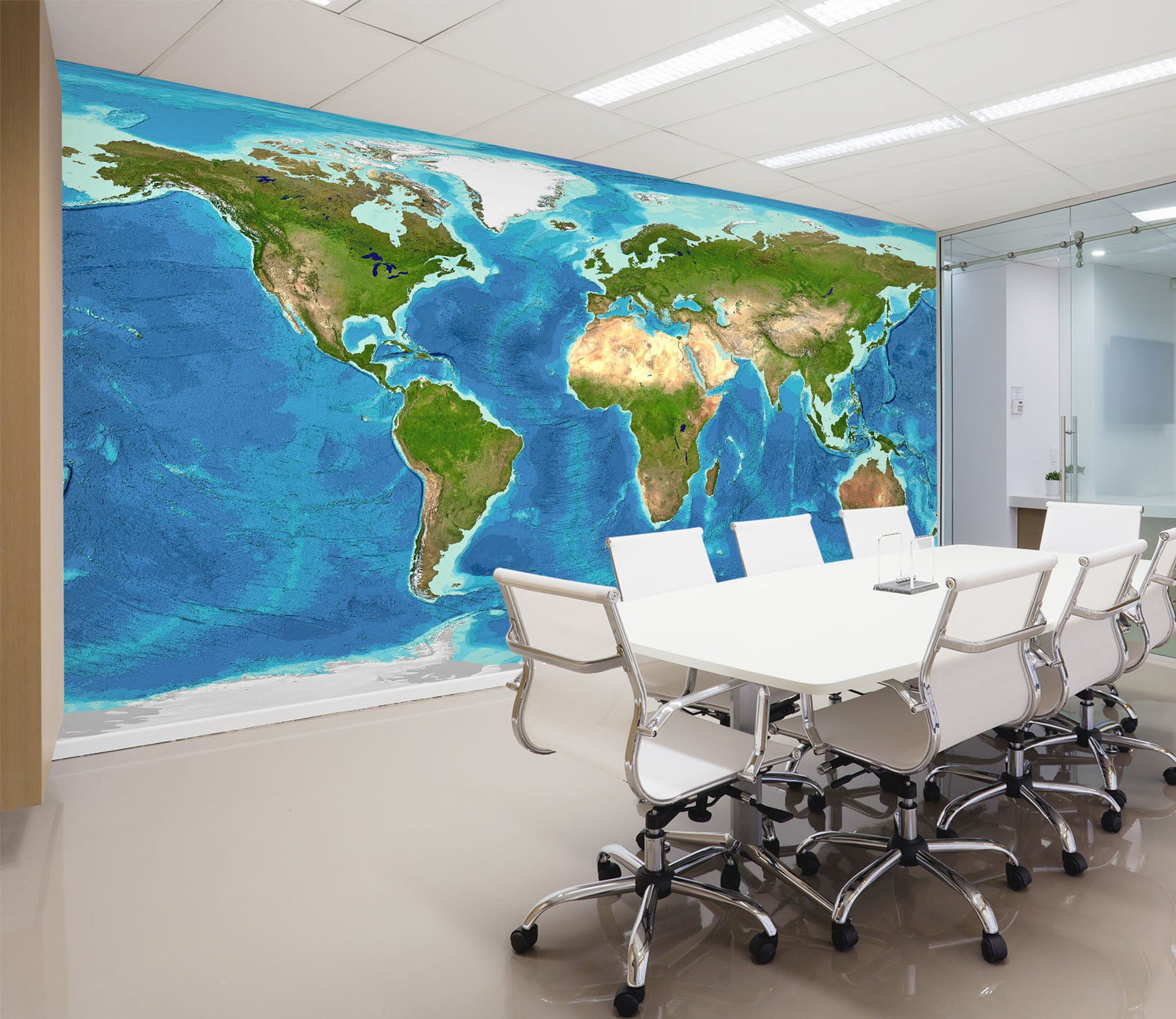 3D Sea Island 2147 World Map Wall Murals