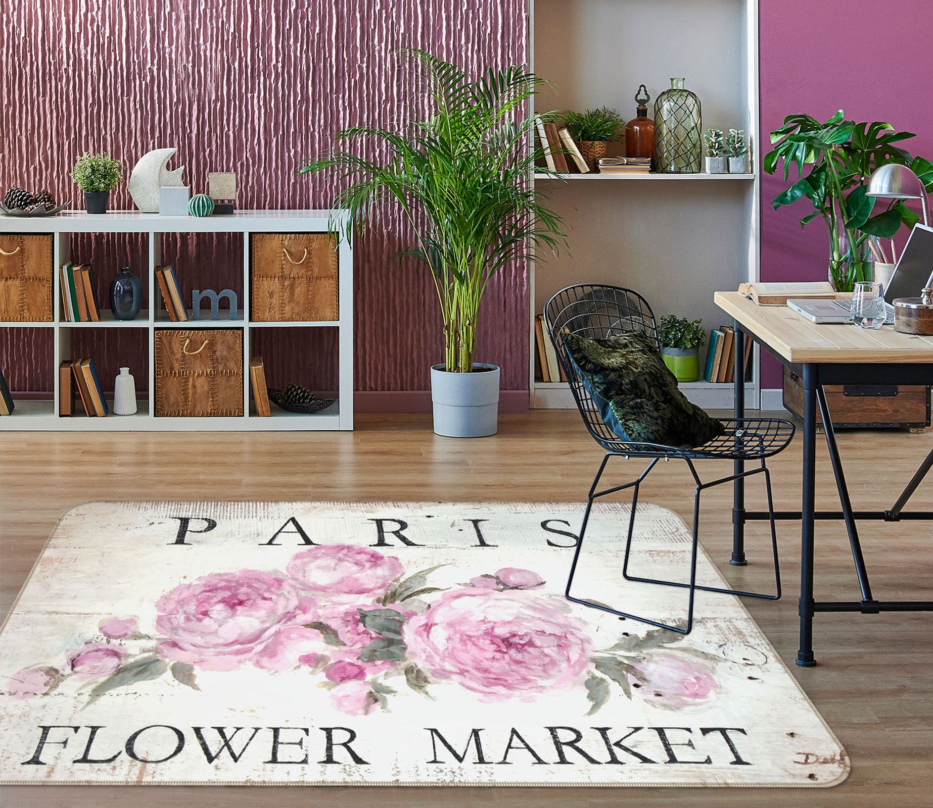 3D Paris Flower Market 1154 Debi Coules Rug Non Slip Rug Mat