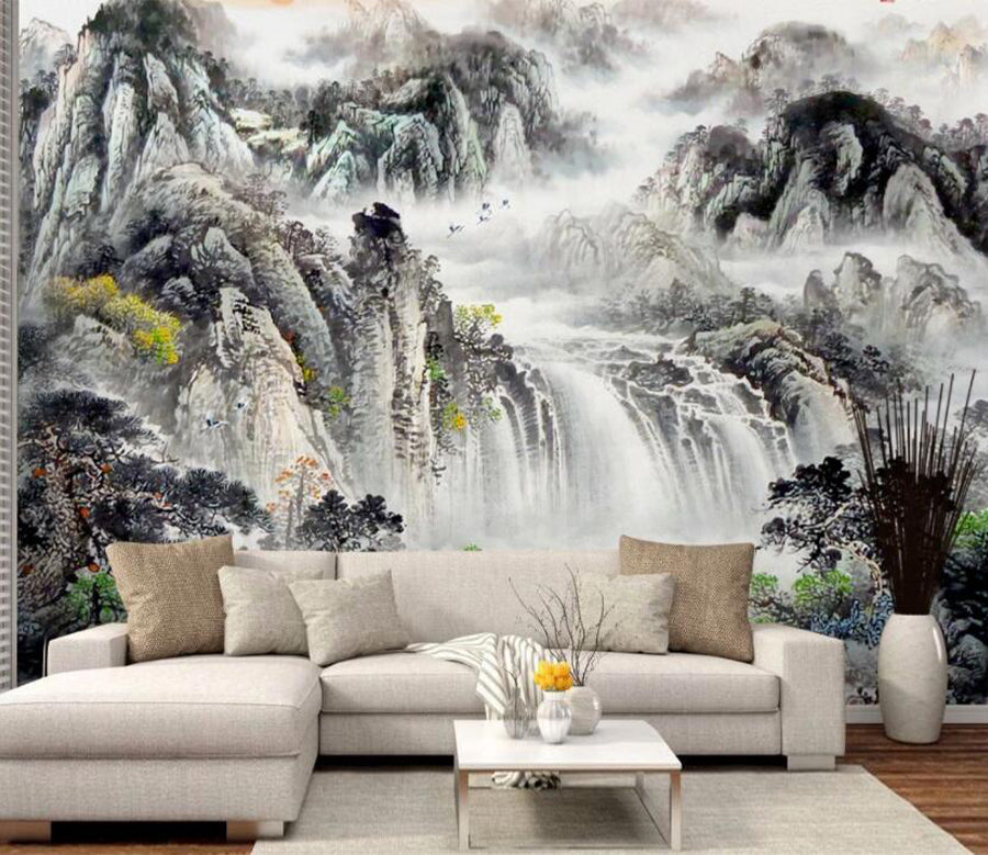 3D Mountain Tree WC2411 Wall Murals