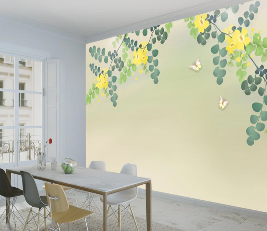 3D Butterfly Leaf WC1398 Wall Murals