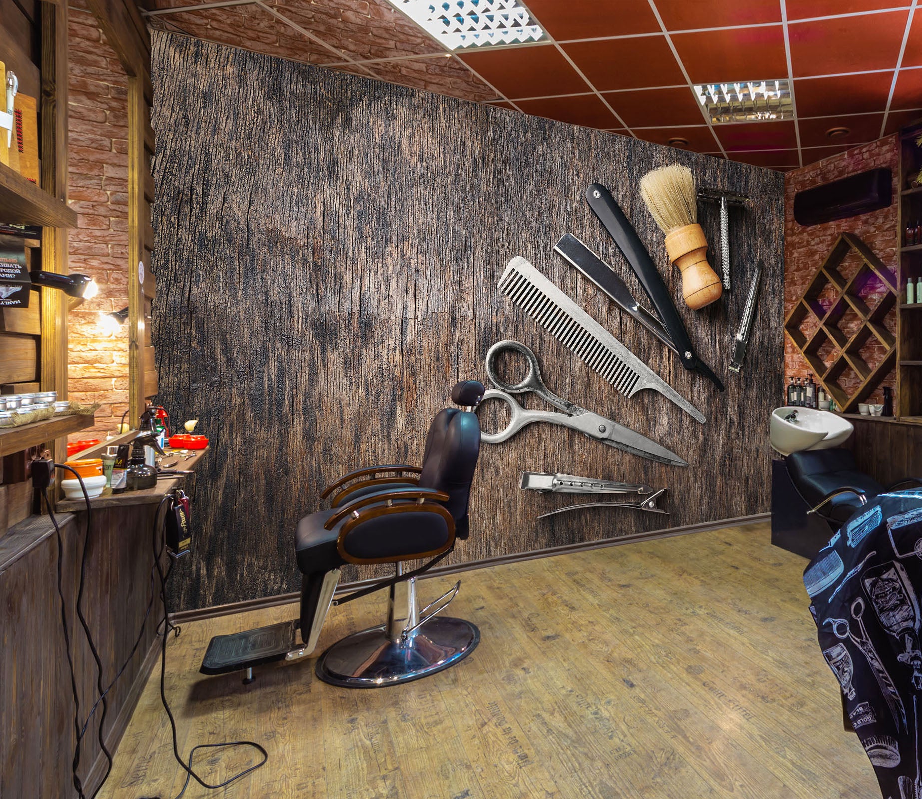 3D Barber Equipment 115143 Barber Shop Wall Murals