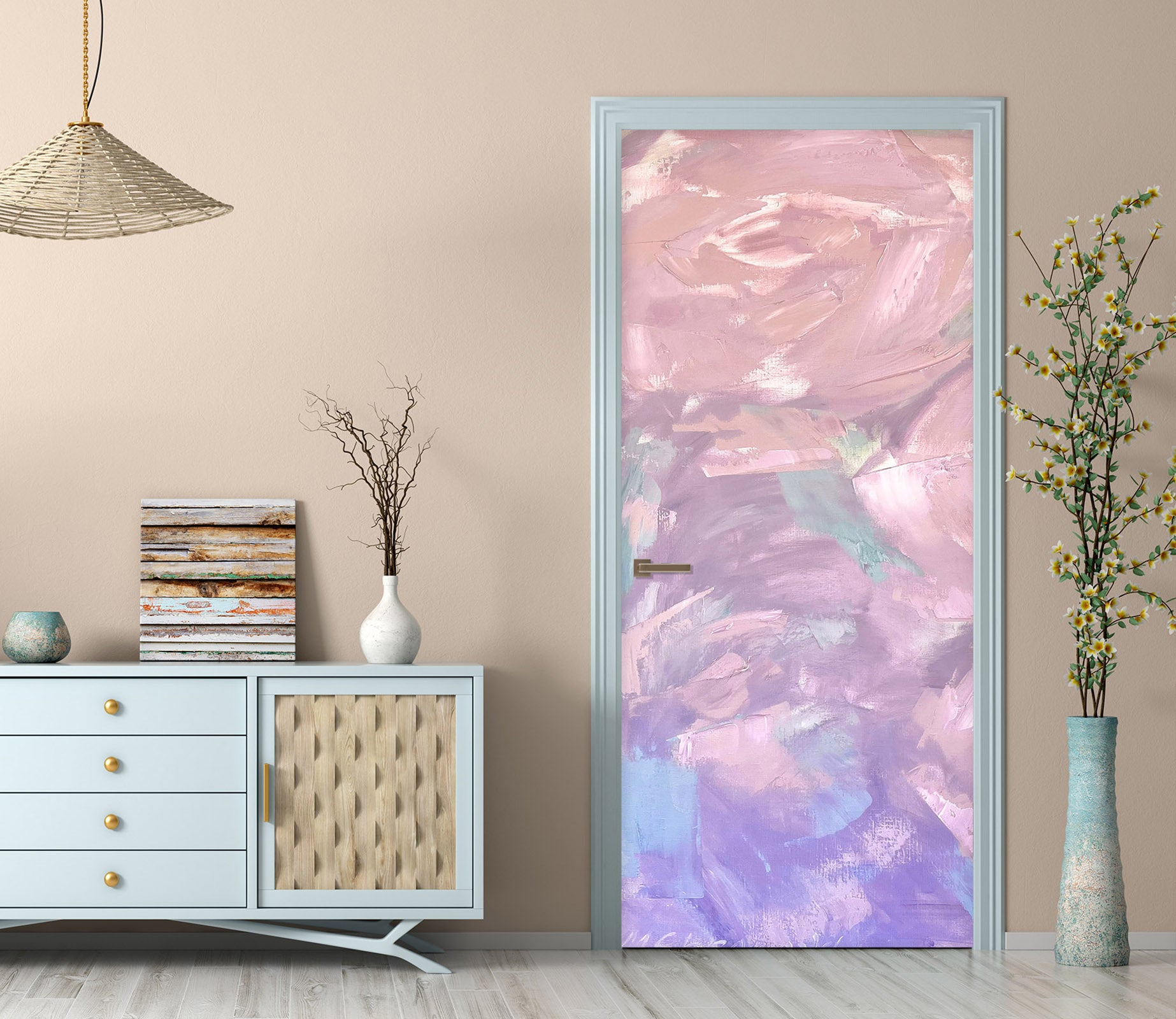 3D Pink Pigment 3074 Skromova Marina Door Mural