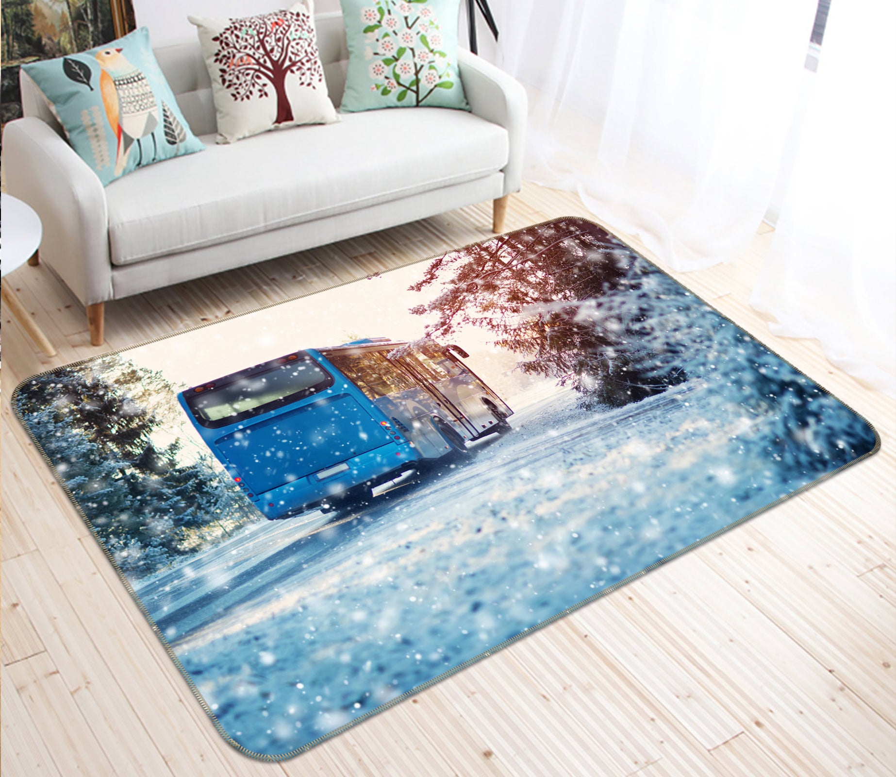 3D Snowflake Bus Car 68025 Vehicle Non Slip Rug Mat